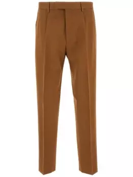 Zegna хлопковые зауженные брюки, коричневый