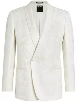 Zegna jacquard-pattern shawl-lapel blazer, белый