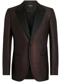 Zegna jacquard slim-cut blazer, коричневый