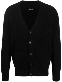 Zegna кардиган в рубчик, черный