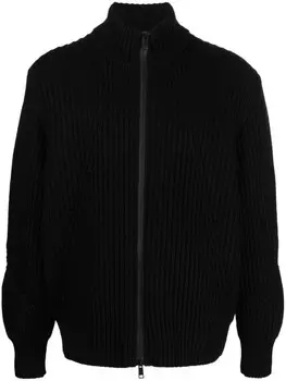 Zegna кардиган вязки интарсия с логотипом, черный