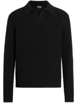 Zegna кашемировая рубашка поло Oasi, черный