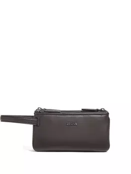 Zegna клатч на молнии, коричневый