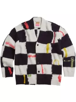 Zegna клетчатый кардиган из коллаборации с The Elder Statesman, белый