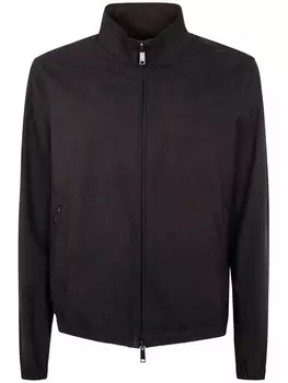 Zegna кожаная куртка на молнии, коричневый