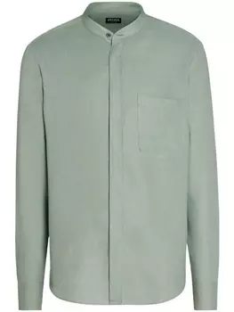 Zegna льняная рубашка Oasi с длинными рукавами, зеленый