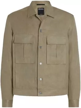 Zegna льняная рубашка Oasi с длинными рукавами, зеленый