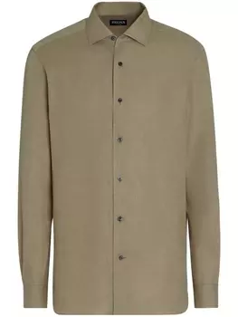 Zegna льняная рубашка Oasi с длинными рукавами, зеленый
