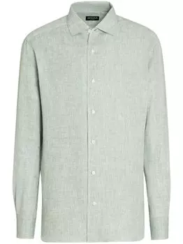 Zegna льняная рубашка Oasi, зеленый