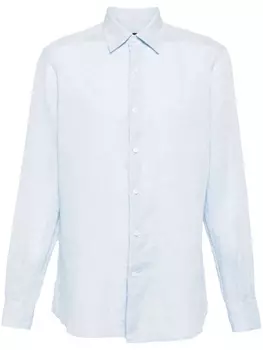 Zegna льняная рубашка с длинными рукавами, синий