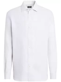 Zegna льняная рубашка с длинными рукавами, белый