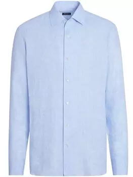 Zegna льняная рубашка с длинными рукавами, синий