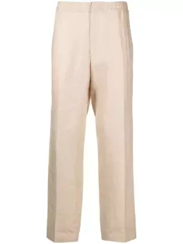Zegna льняные брюки прямого кроя, нейтральный цвет
