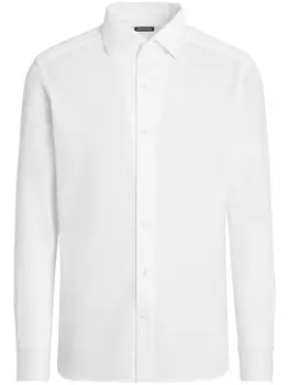Zegna long-sleeve cotton shirt, белый