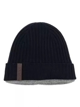 Zegna многослойная шапка бини из смесового кашемира, синий