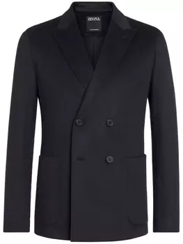 Zegna Oasi Cashmere double-breasted blazer, синий