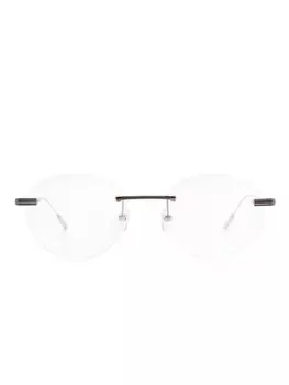 Zegna очки в круглой безободковой оправе, серебристый