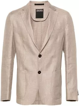 Zegna однобортный пиджак из смесового льна, нейтральный цвет
