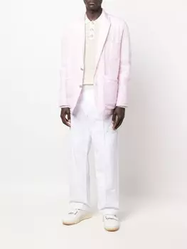 Zegna однобортный пиджак с накладными карманами, розовый