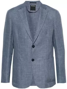 Zegna однобортный пиджак с заостренными лацканами, синий