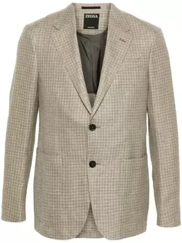 Zegna однобортный пиджак в клетку гингем, нейтральный цвет