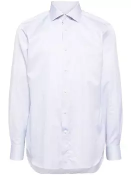 Zegna полосатая хлопковая рубашка, синий