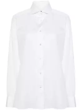 Zegna поплиновая рубашка с отложным воротником, белый