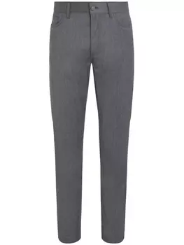 Zegna Roccia stonewashed wool trousers, серый