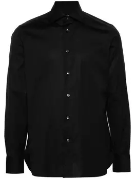 Zegna рубашка из поплина с длинными рукавами, черный