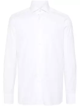 Zegna рубашка из поплина с длинными рукавами, белый