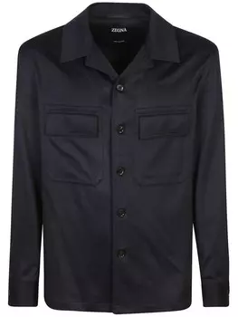 Zegna рубашка на пуговицах, черный