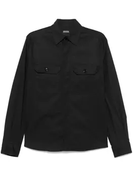 Zegna рубашка на пуговицах, черный