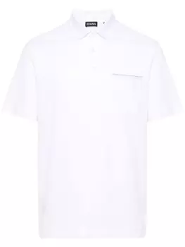 Zegna рубашка поло с нагрудным карманом, белый