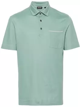 Zegna рубашка поло с нагрудным карманом, зеленый