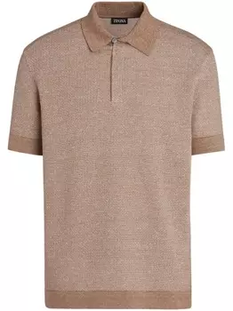 Zegna рубашка поло с отделкой в рубчик, нейтральный цвет