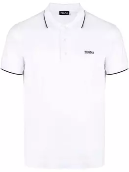 Zegna рубашка поло с вышитым логотипом, белый