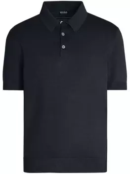 Zegna рубашка поло тонкой вязки, синий