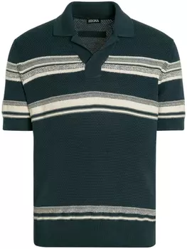 Zegna рубашка поло в полоску, синий
