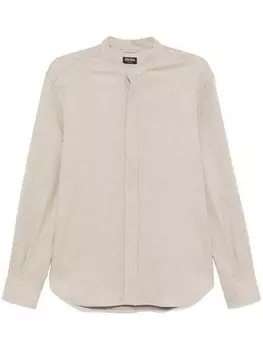 Zegna рубашка с воротником-стойкой, нейтральный цвет