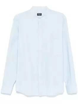 Zegna рубашка с воротником-стойкой, синий