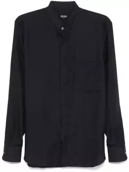 Zegna рубашка с воротником-стойкой, синий
