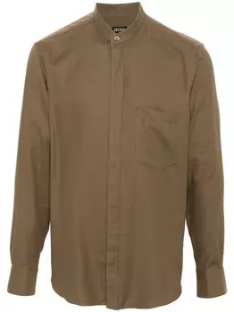 Zegna рубашка с воротником-стойкой, зеленый