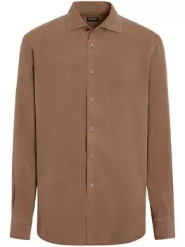 Zegna шелковая рубашка, коричневый