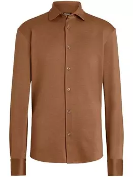 Zegna шелковая рубашка, коричневый
