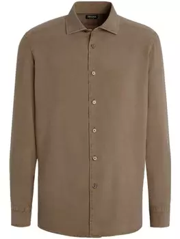 Zegna шелковая рубашка, коричневый