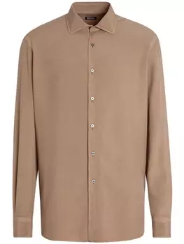 Zegna шелковая рубашка с длинными рукавами, коричневый