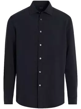 Zegna шелковая рубашка, синий