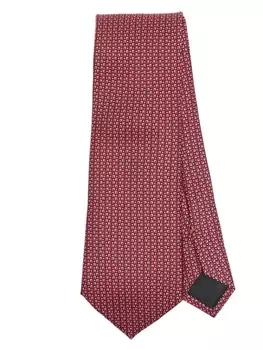Zegna шелковый галстук с геометричным узором, красный