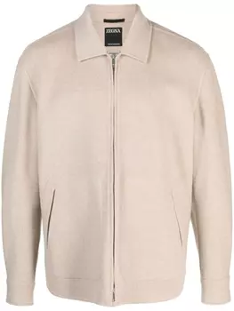 Zegna шерстяная куртка с нашивкой-логотипом, нейтральный цвет