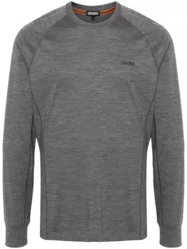 Zegna шерстяной джемпер с вышитым логотипом, серый